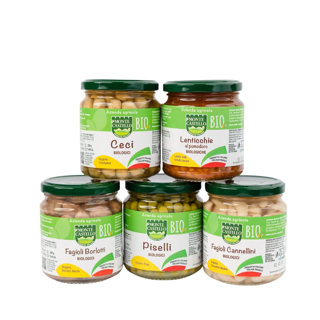 Preserves of boiled organic peas